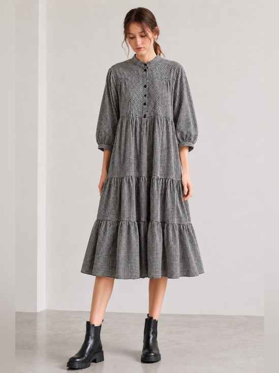 Dresses & Skirts - Karen Walker Oklahoma Tiered Dress Organic Cotton Dark Navy